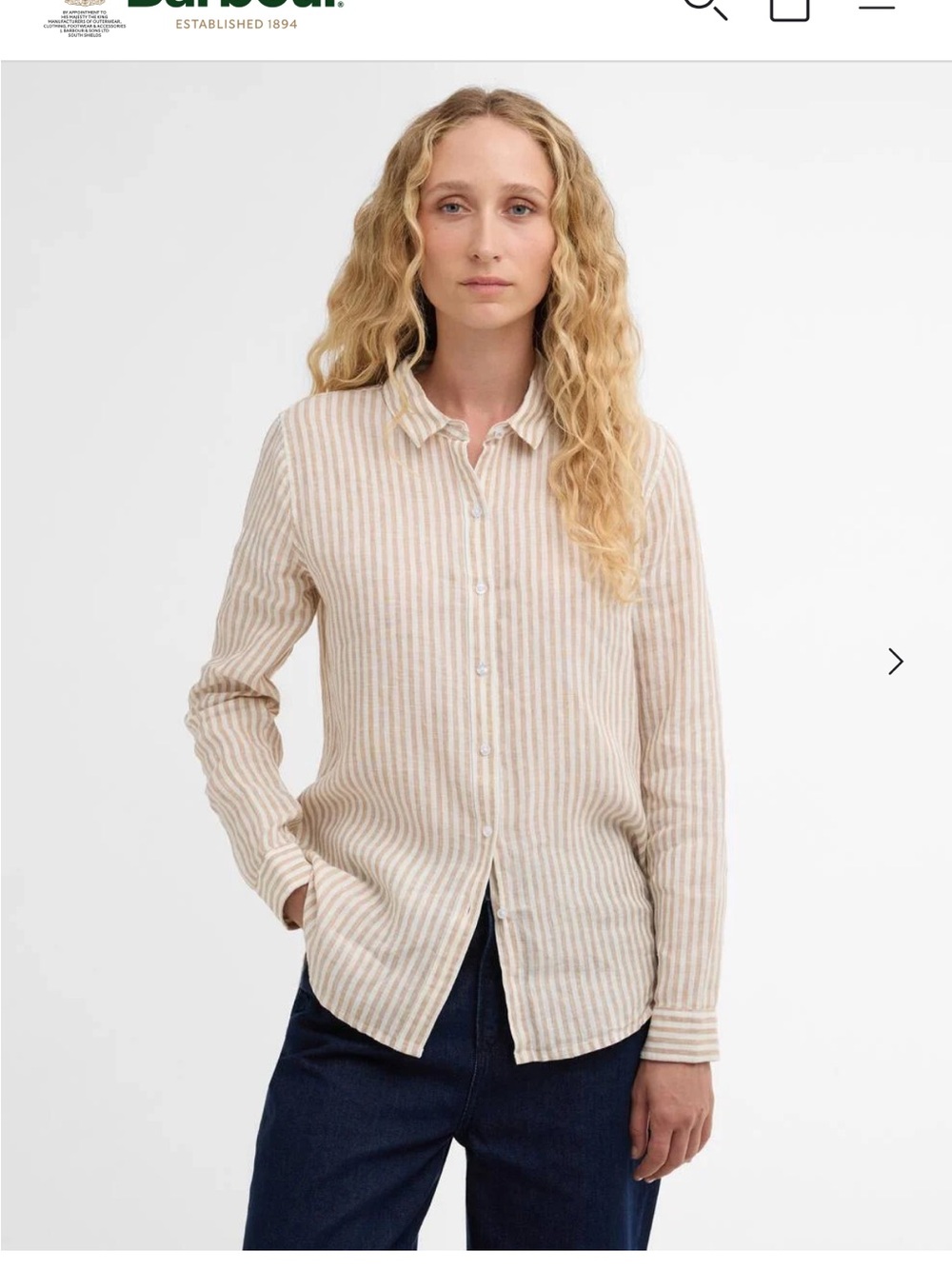 Barbour | pink and white button up relaxed fit linen shirt